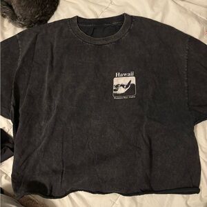 Brandy Melville Black Washed Hawaii Graphic Crop Top